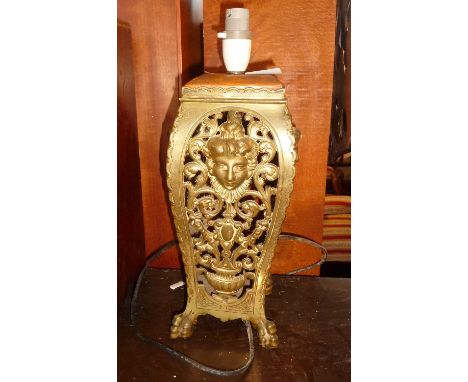 Brass openwork table lamp base in the Rococo style, approx. 40cm high