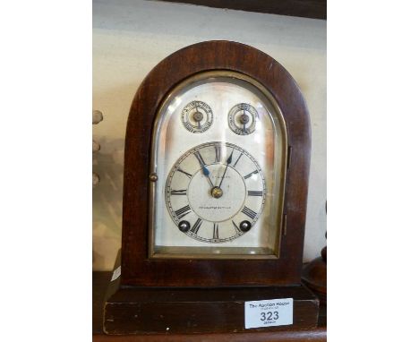 19th century dome top mantle clock by Listertons of Newcastle, a silvered dial with seconds and chimes dial, 9" high