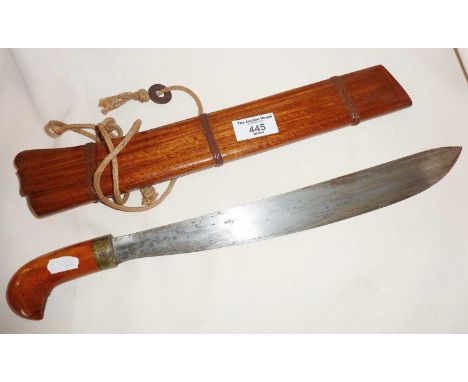 Kachin Dao Burmese sword in wooden scabbard (approx. 43cm long) - please note this item cannot be posted overseas