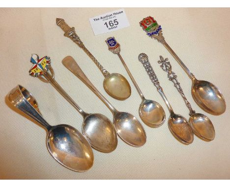 925 and lower grade silver and enamel spoons (combined weight approx. 83g), together with a silver plated Festival of Britian