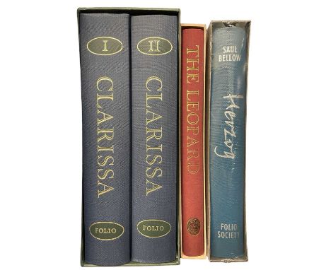 FOLIO SOCIETY: 3 Titles: CLARISSA, 2 volume set, 1991; GIUSEPPE DI LAMPEDUSA: THE LEOPARD, 1988; SAUL BELLOW: HERZOG. All hel