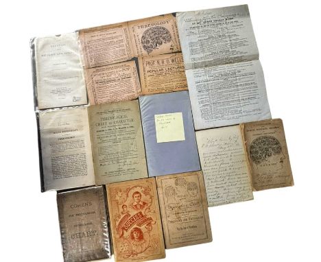 PHRENOLOGY 19th century ephemera, pamphlets and Manuscript Material. Including; The Mental and Physical Development.. As exam