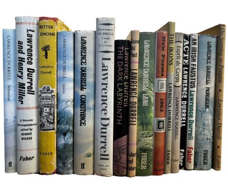 DURRELL, Lawrence. A collection of 16 Faber and Faber Uk First Editions including; The Dark Labyrinth 1961. Sauve Qui Peut 19