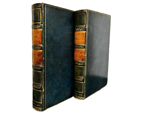 Mudie (R); The Feathered Tribes of the British Islands 2 vols, 2nd Ed; Whittaker 1835 8vo, original blue/green calf, coloured