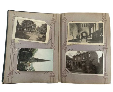 A postcard album (some loose) of 400 cards approx including a suffragette card and some RP cards of Kings Lynn, Ringstead Dow