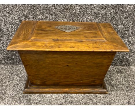 Vintage oak sarcophagus tea caddy