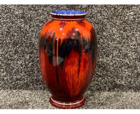 Hand painted Poole pottery (lava) vase, height 21cm