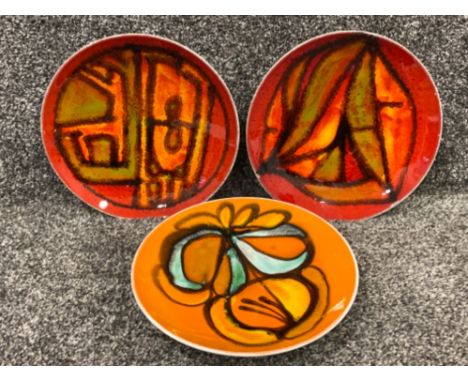 3x vintage Poole pottery plates