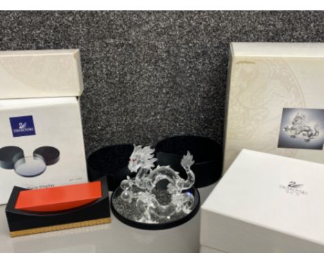 Swarovski Crystal glass “fabulous creatures” - The Dragon, with Swarovski three piece display stand &amp; one other, with ori