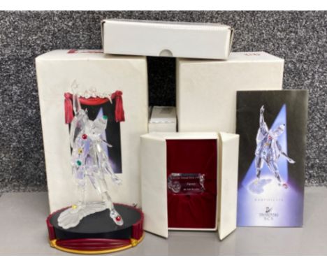 Swarovski Crystal glass figure “Pierrot Masquerade” with crystal plaque &amp; genuine Swarovski stand, all with original boxe