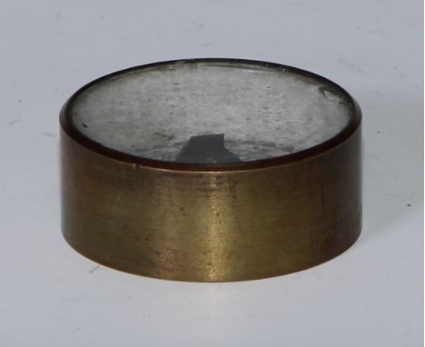 A 19th century lacquered brass pocket compass, 4cm diam 