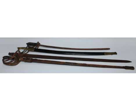 A George V rifle regiment officer's sword, 84cm straight fullered blade with GRV cipher, steel hilt with crowned bugle, shagr