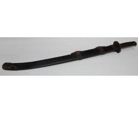 A Chinese jian sword, 69.5cm blade, faux shagreen scabbard, 96cm long overall 