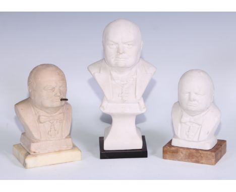 Sir Winston Churchill - a plaster portrait bust, 21cm high; others (3) 