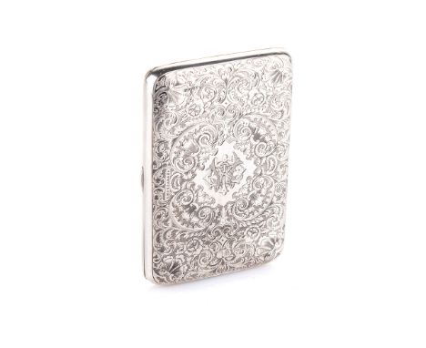 A VICTORIAN SILVER CARD CASE, SAMPSON MORDAN, LONDON, 1877 rounded rectangular, the whole with overall engine-turned flowerhe