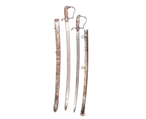 Collectable COLLECTABLE/ANTIQUE - A PAIR OF CONTINENTAL LIGHT CAVALRY SWORDS, 1870-1910 A steel scabbard and hilt of the firs