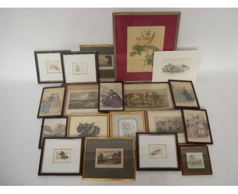 Mixed prints to include a linocut entitled Song Thrush signed T. A Osborne RE, a 19th Century coloured lithograph of Tunbridg