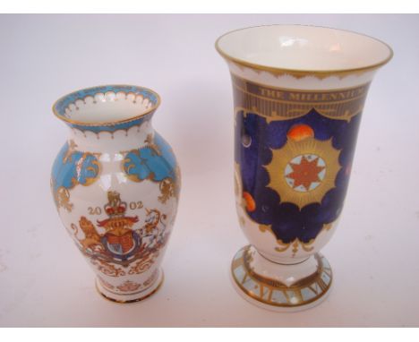 A Royal Worcester Millennium 2000 AD vase, 20cm high, boxed together with a Royal Worcester The Royal Collection Golden Jubil