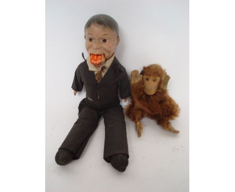 An early 20th Century Reliable Edgar Bergen Charlie McCarthy ventriloquists dummy/doll, composition head with draw string ope