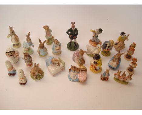 Beatrix Potter Royal Albert figures with Beswick figures.  Cats Chorus x 3 (one detached base), two Goebel figures if childre