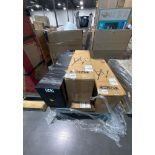 Two boxes of lifetime folding chairs, two circular lifetime folding tables