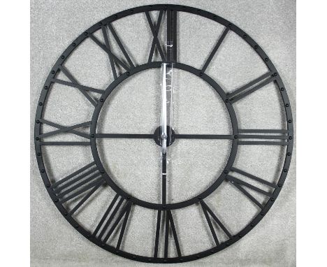 A large contemporary metal framed working clock face. H.114cm 