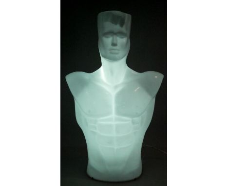 A vintage fibre glass male torso modelled as a light. H.82cm 