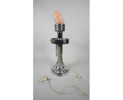 A vintage style chrome table lamp with crystal shade in the form of a flame. H.78 W.29 