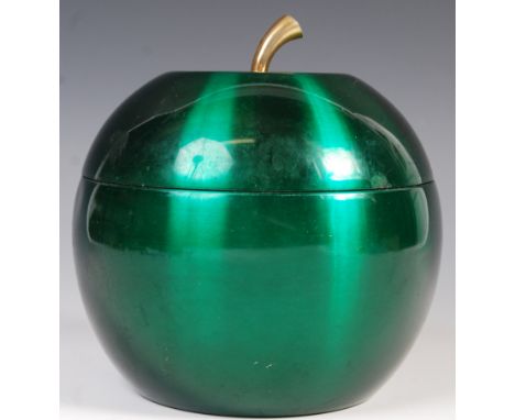 Lemar - A superb 1960's retro vintage Asprey style ice bucket in the form of an apple having a polished green exterior and gi
