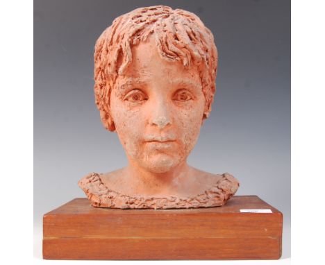 V. Wodehouse - A superb 1970's retro vintage studio art pottery terracotta clay sculpture depicting a young child with fantas