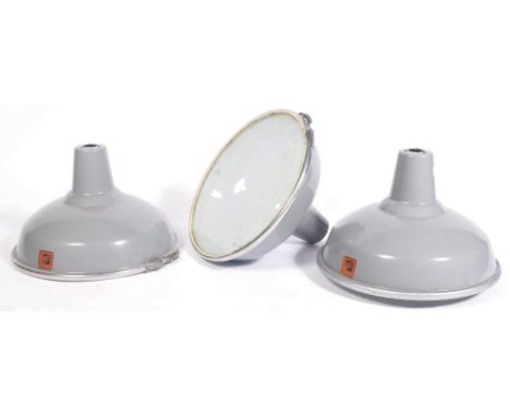 Benjamin RLM Crysteel Product - A set of three mid 20th century industrial retro vintage ex shop stock grey and white two ton