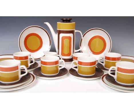 G&amp;J Meakin Pottery Ltd - Meridian - A mid 20th century retro vintage studio pottery coffee set comprising of a coffee pot