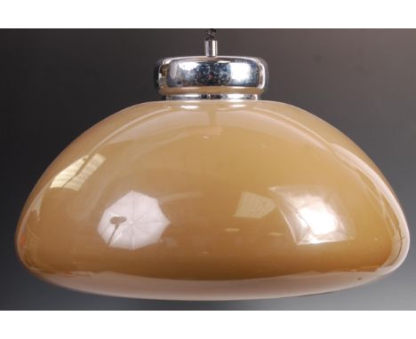 Believed Harvey Guzzini - A LARGE 20th century Italian retro vintage 'mushroom' ceiling light rise and fall fixture comprisin