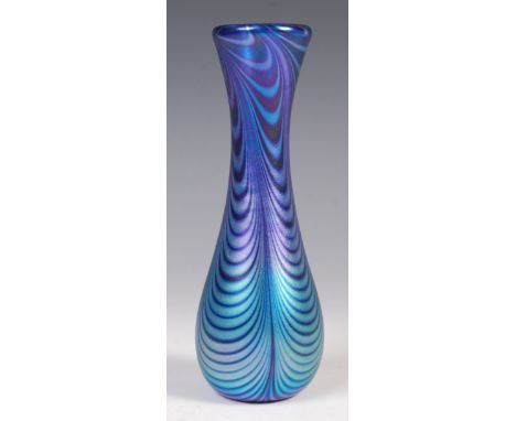 Loetz - Dunkelblau Phanomen -&nbsp; An early 20th century antique vintage studio art glass iridescent vase having dark blue p