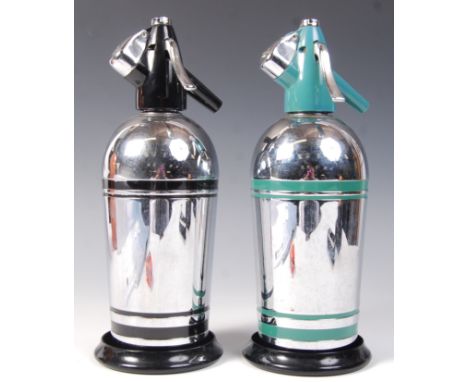 BOC - Sparklets Limited - Sparklets Syphon - SG2 - A pair of 1970's retro vintage art deco style soda syphons having stainles