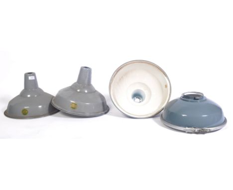 Benjamin RLM Crysteel Product - A set of four mid 20th century industrial retro vintage ex shop stock grey and white two tone