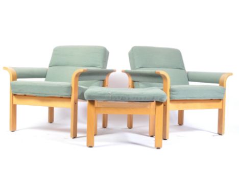 Rud Thygesen &amp; Johnny Sorensen - Magnus Olesen - Durup - A pair of late 20th century retro vintage easy / lounge chair / 