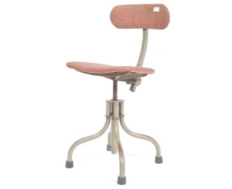 Tan-sad ' Tansad ' - An original 1940's retro vintage industrial engineers swivel chair made of tubular construction having r