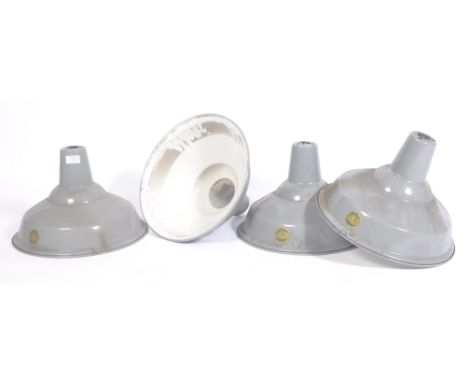 Benjamin RLM Crysteel Product - A set of four mid 20th century industrial retro vintage ex shop stock grey and white two tone
