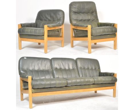 An original&nbsp;20th century retro vintage three piece suite in the manner of Arne Norell for Vatne Mobler. Comprising of a 