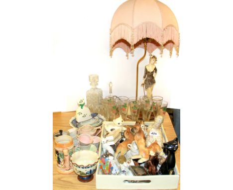 An extensive quantity of mixed china and glass, together with a figural table lamp.