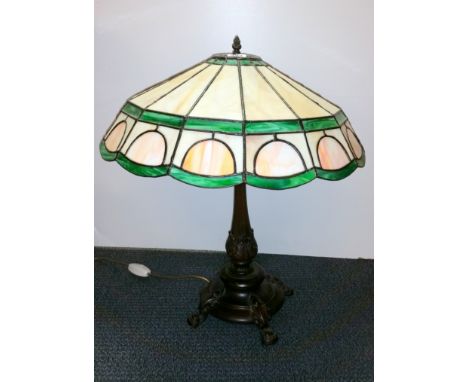 A Tiffany style lamp shade and base, Dia. 58cm.