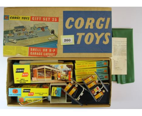 A boxed Corgi toys gift set 25 Shell or BP garage layout.
