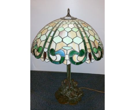 A Tiffany style lamp shade and base, Dia. 58cm.