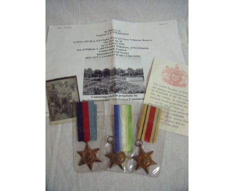 Selection of items relating to Sergeant G E Wilkinson comprising of 1939-45 star, Africa star and Atlantic star with medal sl