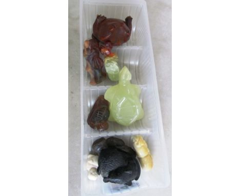An onyx netsuke, hardstone and other models