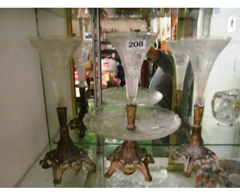 A cakestand epergne and pair of single epergne