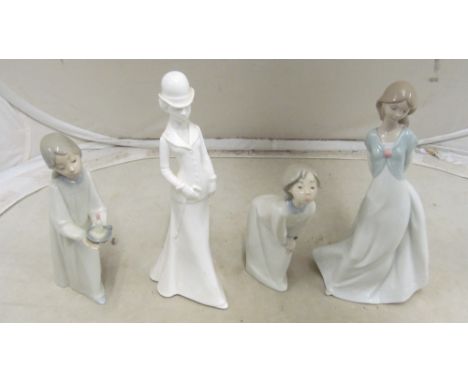 2 lladro, nao and spode figures