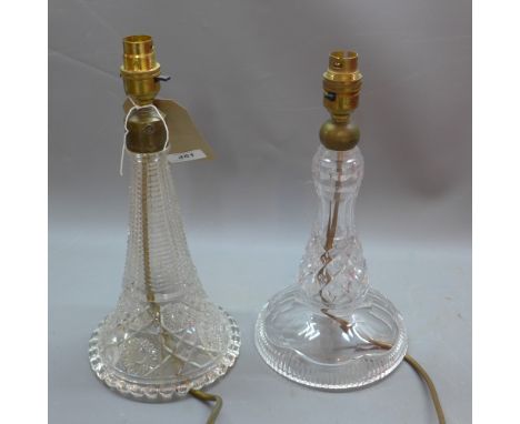 Two cut glass lamp bases
