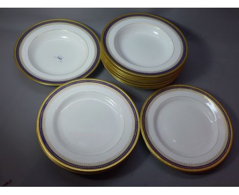 A part 19th Century dinner service by Copeland Spode comprising of six dinner plates and eight bowls each hand painted with g